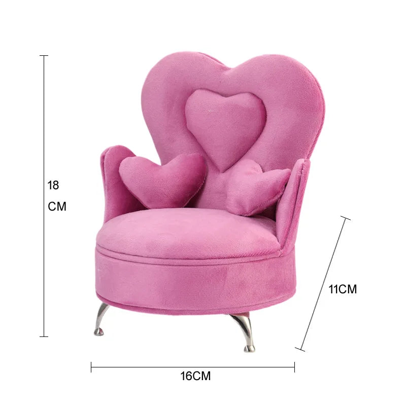 meubles miniatures salon rose velours cœurs romantique girly miroir coffre bijoux coussins figurines