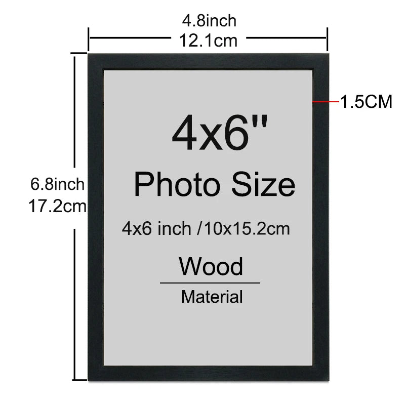 cadre photo bois moderne minimaliste noir suspension murale 4x6 pouces 10x15cm pièces