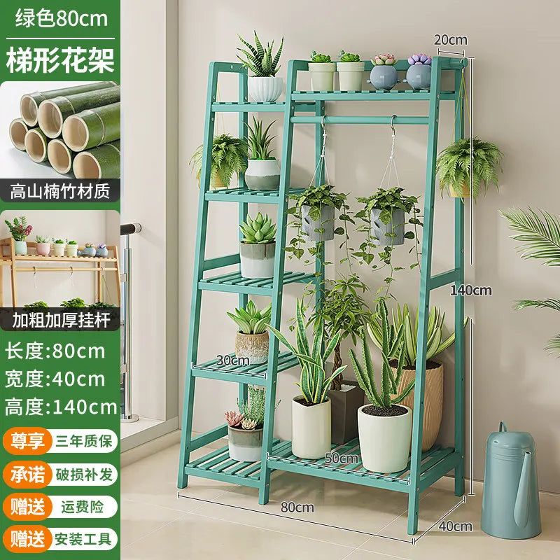 étagère plantes bois naturel moderne vis fixations pots différents 80cm largeur