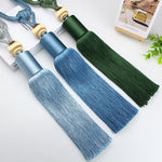 tasseaux rideau or marron vert bleu satinés frangés élégants décoratifs fixations cordes nœuds billes
