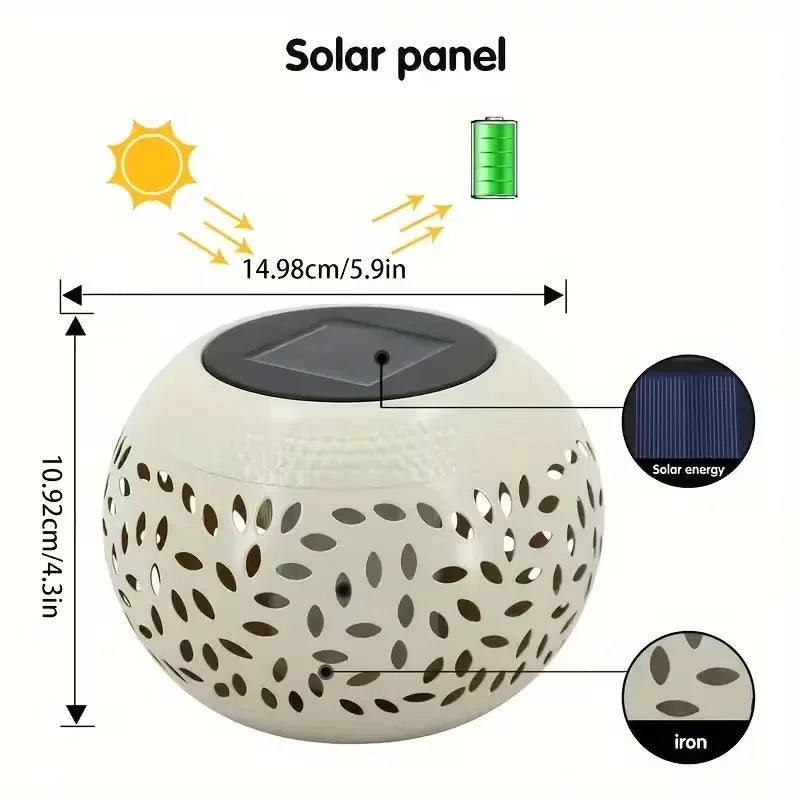 lampe solaire blanche perforations feuilles classique éclairage extérieur jardin patio autoon autonome led ip65