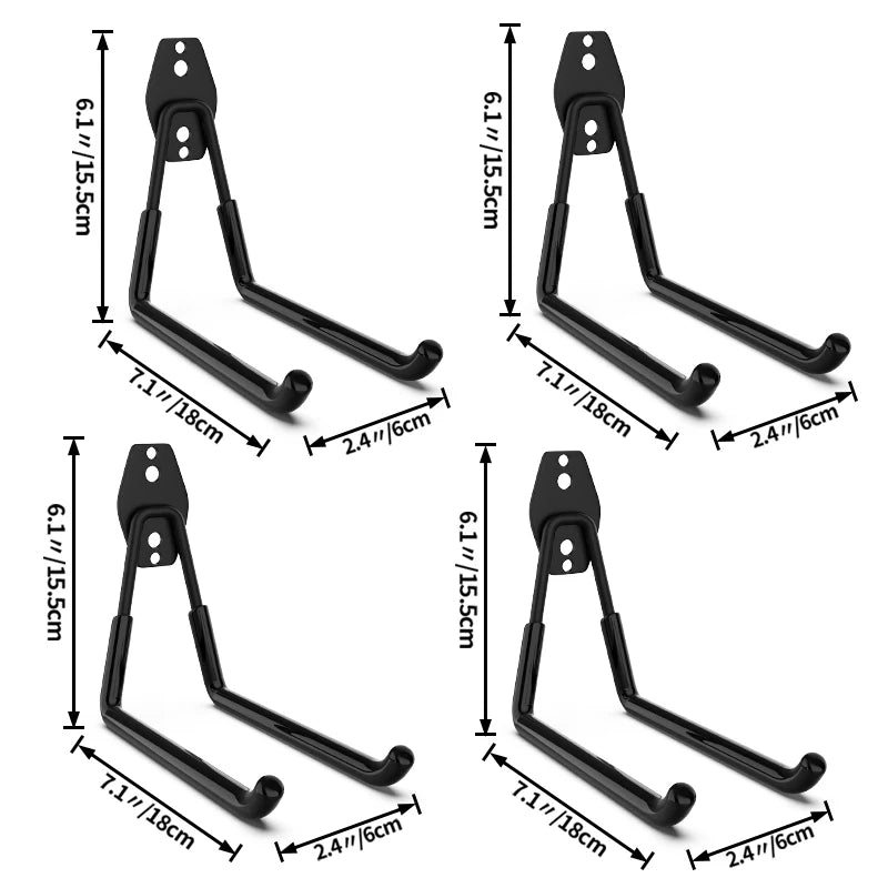 crochet mural acier noir support rangement outils garage vélo escabeau fixation vis