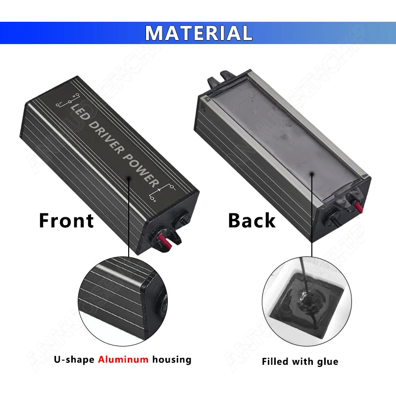 transformateur alimentation led 12w 24v 36v 280ma ip65 waterproof noir industrial