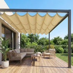 toile parasol moderne résistante l'eau gris beige bleu texture tissée protection solaire jardinet opacité