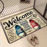 tapis d'entrée moderne lettres welcome motifs floraux résistant rides polyester