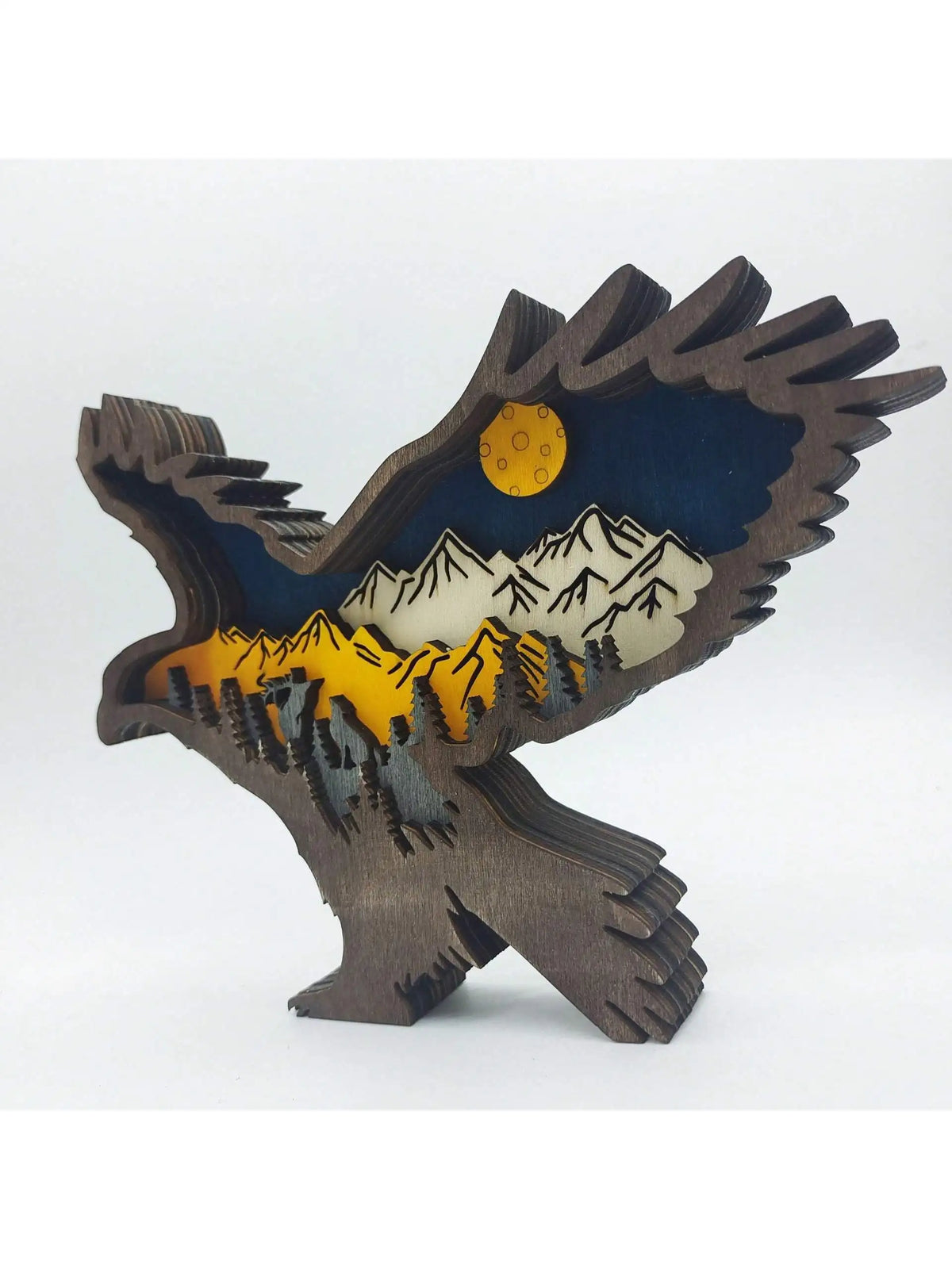 décoration murale sculpture bois loup paysage forêt 3d occasion fête