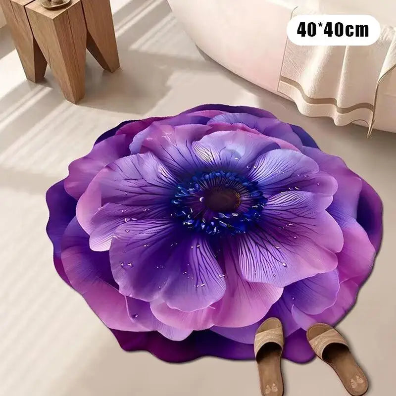 tapis fleur relief violet bleu rouge moderne velours cristallin doux salon durable