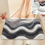 tapis gris noir blanc rayures ondulées moderne antidérapant polyester imperméable