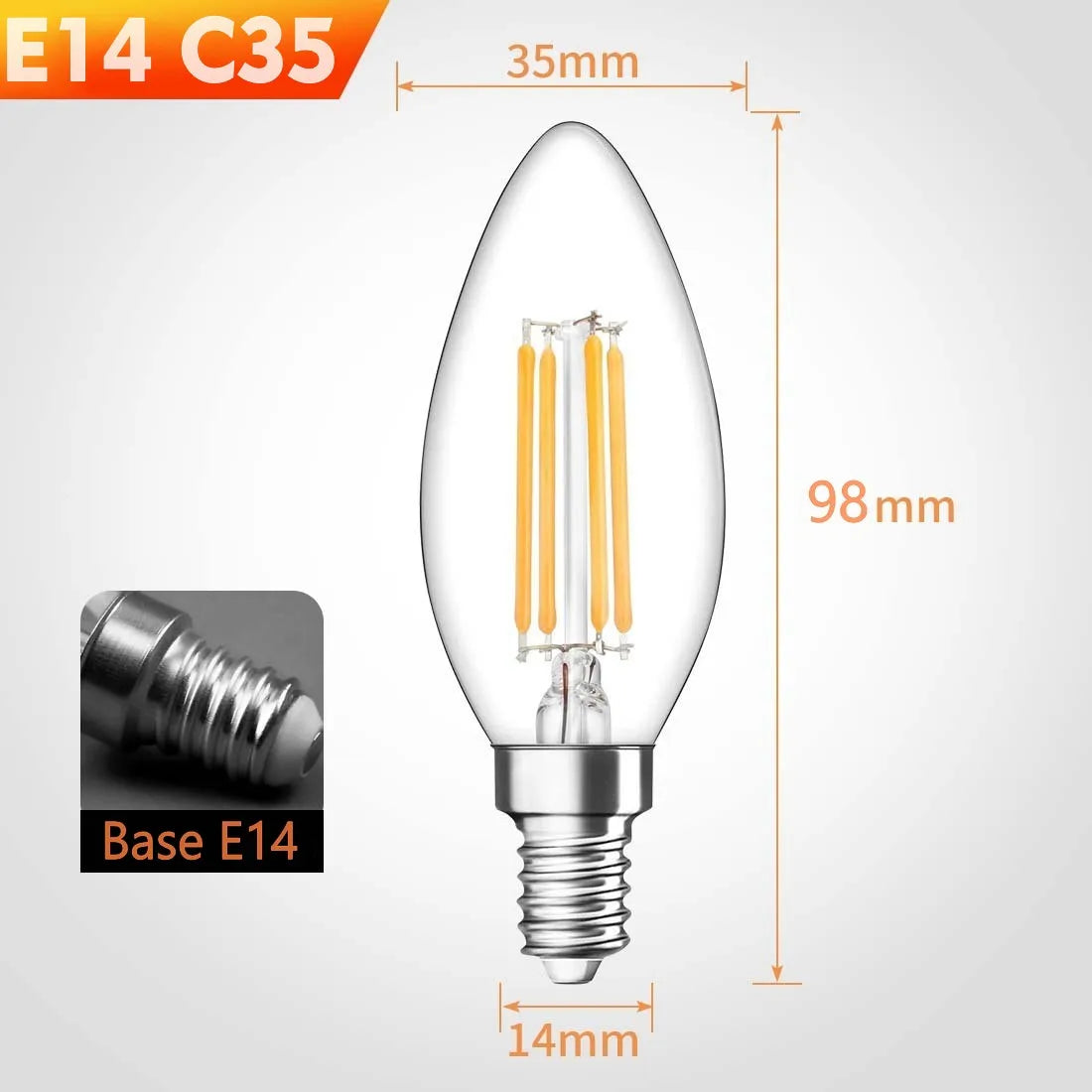 ampoules led transparentes filament doré base e14 moderne vintage 6w 4w cold warm white
