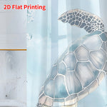 rideau transparent imprimé tortues marines coraux bleu clair vert marron tropical décoration chambre salon