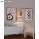 affiches murales moderne léopard rose chiffre lucky cadres bois salon chambre