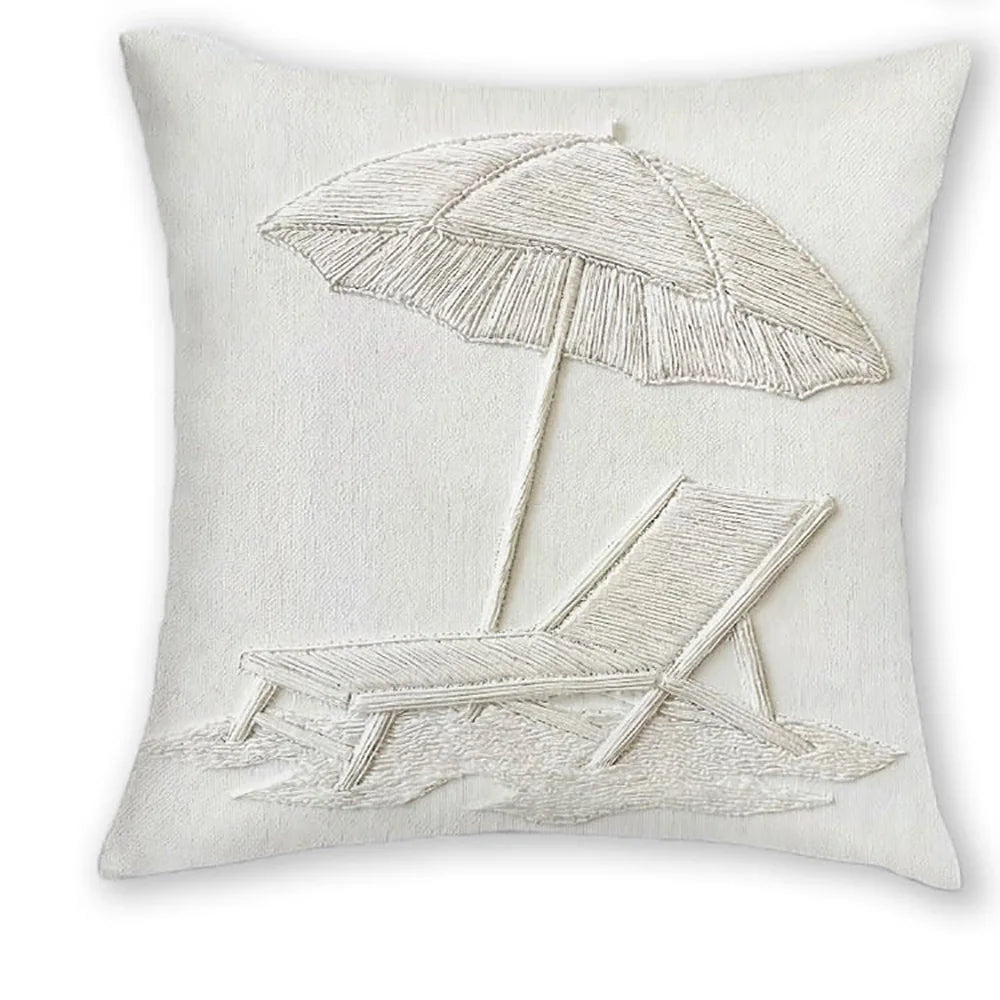 coussins carrés blancs motifs 3d plage moderne respectueux environnement 45x45cm