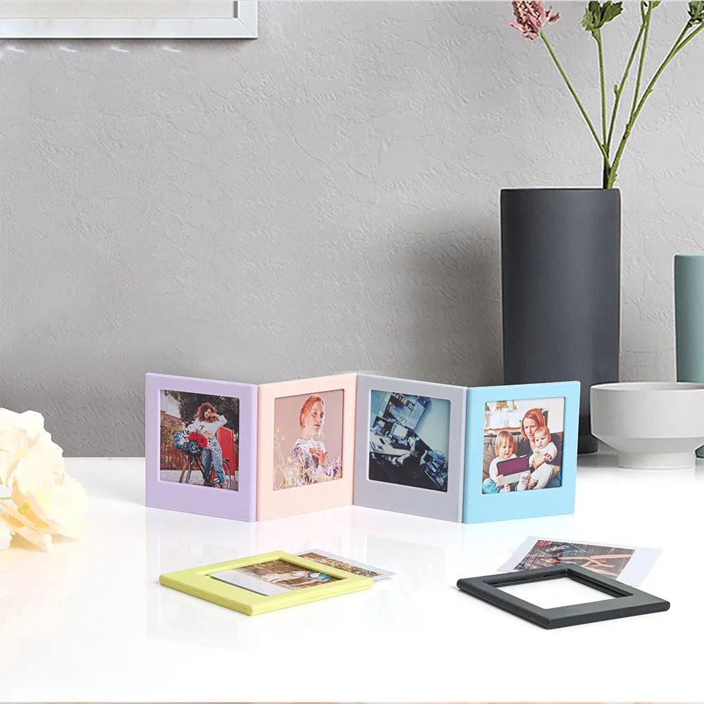 cadres photo aimants transparents modernes rose jaune bleu noir minimalistes