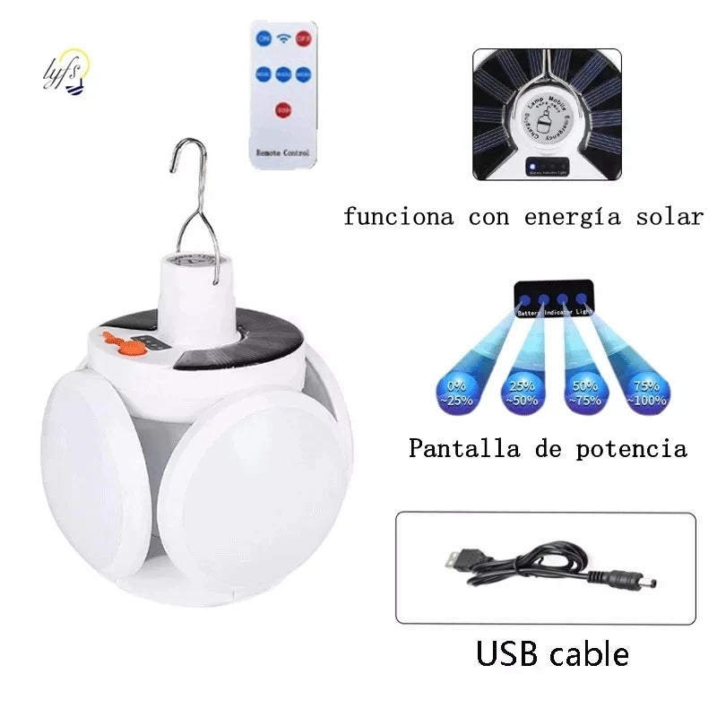 lampe solaire rechargeable éclairage extérieur camping indicateur charge cale blanc moderne