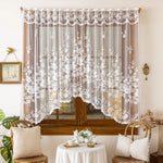 rideau floral dentelle polyester blanc translucide vintage champêtreextérieur fixe single panel
