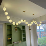suspension lumineuse moderne boules translucides blanc salon chambre pendentif métal nordique lumière