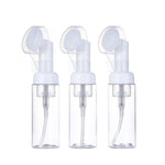 flacon mousse voyage 60 ml distributeur savon liquide brosse visage silicone transparent blanc rechargeable