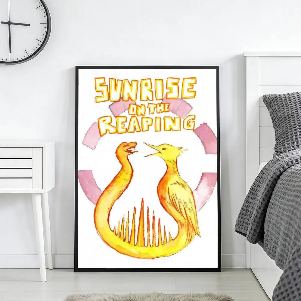affiche murale vintage sunrise on the reaping serpents entrelacés cadre noir décoration salon