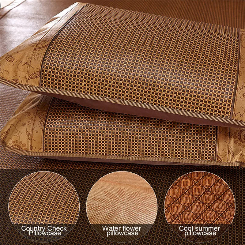 coussin rotin bambou marron clair motif géométrique couverture corporelle massage therapy polyester coton usage