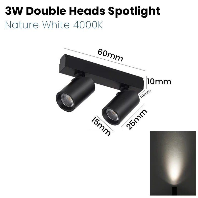 projecteur led noir moderne aimanté rail 12v 2w 2000lm industrial