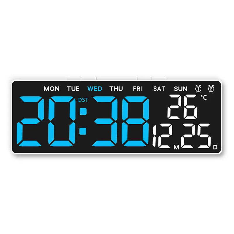 Horloge numérique LED affichage temps jour date température noir blanc vert bleu.orange moderne