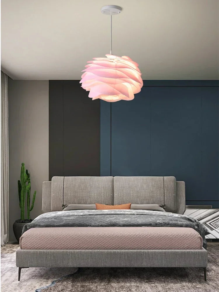 lampe suspendue moderne pvc blanc plissé opaque chambre coucher