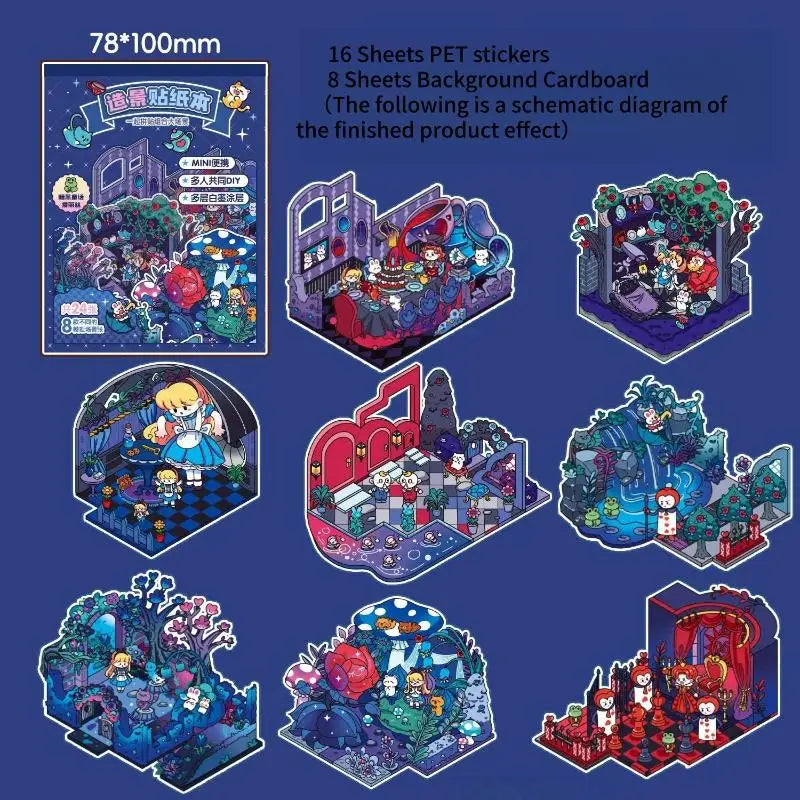 stickers muraux 3d animés enfants rose bleu vert personnages meubles adhésifs chambre transparents