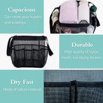 sac rangement bain voyage toilettte polyester maille transparent noir jaune rose vert blanc pratique