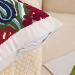 housse coussin brodée motif marin hippocampes coraux blanc océan 45x45cm polyester zipper