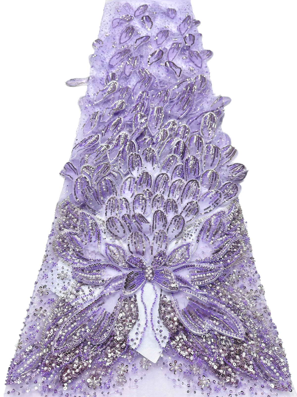 ruban décoratif luxueux fleurs relief strass couleur bleu clair rose beige violet gris élégant