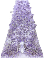 ruban décoratif luxueux fleurs relief strass couleur bleu clair rose beige violet gris élégant