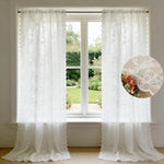 rideau dentelle florale blanc vintage romantique translucide fenêtre chambre coucherhôtelcafébureau