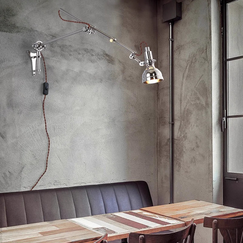 lampe murale industrielle gris métallisé réglable éclairage chambre cuisine salle manger