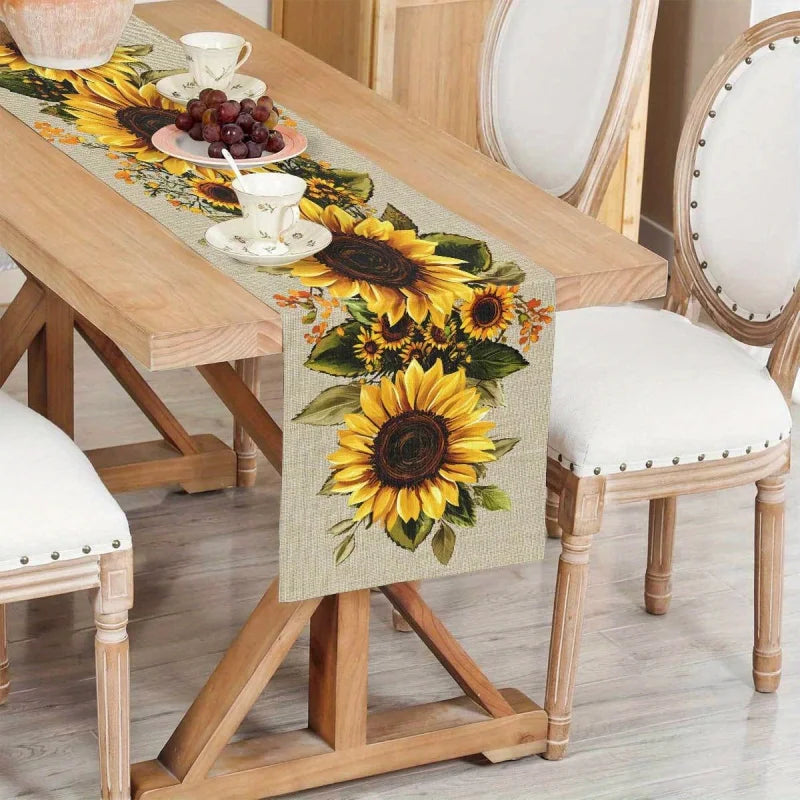 nappe table rustique motif tournesol jaune beige durable extérieure hiver automne
