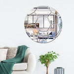 miroir mural argenté hexagonnel moderne adhésif salle bain chambre decoration