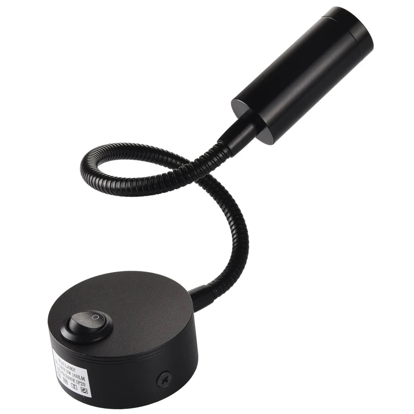 lampe table flexible moderne noir blanc argent fixée mur interrupteur led base minimaliste
