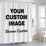 rideau douche personnalisable blanc rayures verticales moderne tapis pièces anneaux suspension polyester