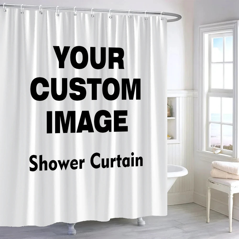 rideau douche personnalisable blanc rayures verticales moderne tapis pièces anneaux suspension polyester