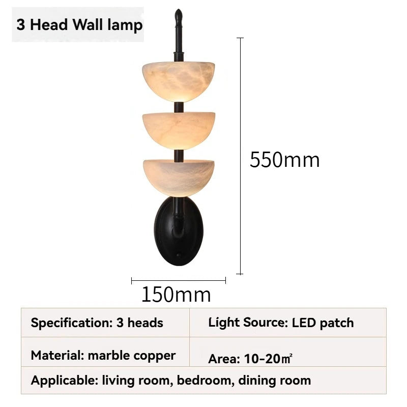 lampe murale moderne marbre blanc noir doré éclairage cuisine chambre coucher salle manger led