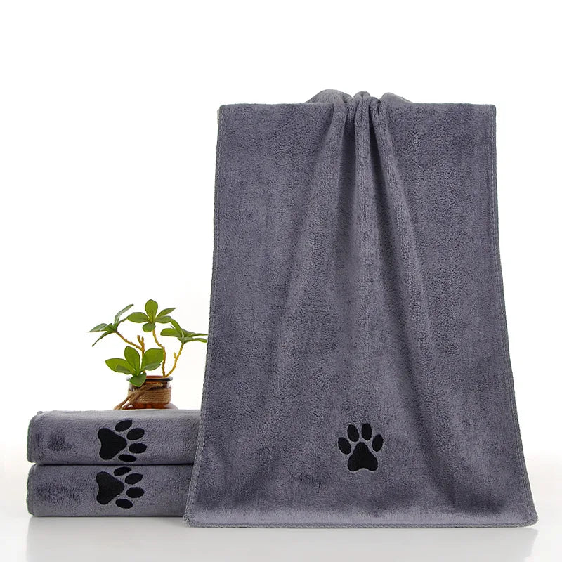serviette animaux compagnie gris bleu empreintes chiens texturée absorbante grande taille petit