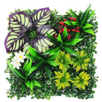 panneau mural plantes artificielles herbe verte fleurs blanches décoration jardin extérieur mur extérieur décoratif