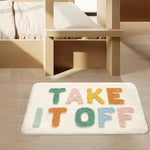 tapis bain antidérapant polyester lettres relief moderne absorbant doux salle bain