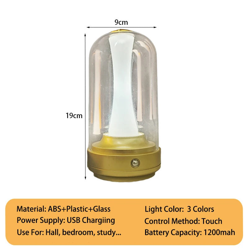 lampe table rechargeable tactile ambiance moderne or noir ambre portable étanche chambre