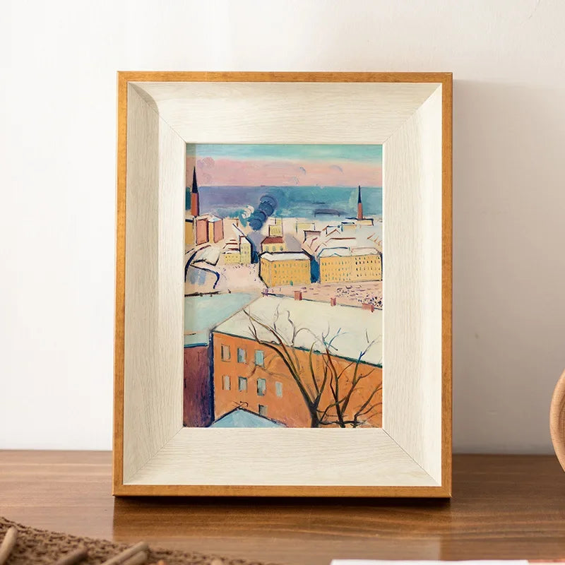 cadre photo aquarelle artiste bois naturel blanc famille décoration intérieur mariage