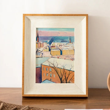 cadre photo aquarelle artiste bois naturel blanc famille décoration intérieur mariage