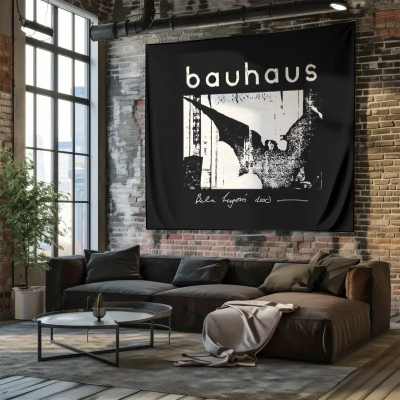 tapisserie murale bauhaus noir blanc texte artiste chambre salon decoration