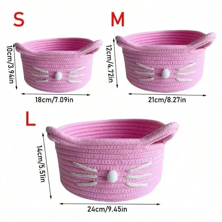 paniers rangement tissu réutilisables noir blanc rose visage chat créatif mignon rangement jouets articles