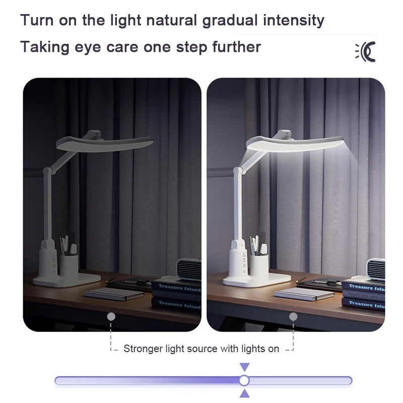 lampe rechargeable led moderne blanc mat porte crayons interrupteur tactile support smartphone