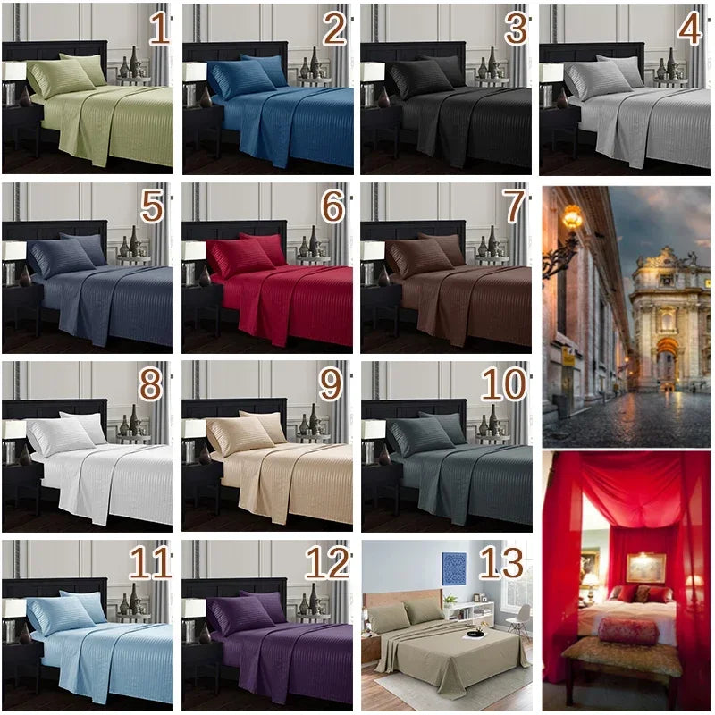Parure de lit rayée bleue avec taies d'oreiller assorties