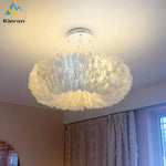 suspension lumineuse plumes blanc moderne 60cm led chaines lumière chambre
